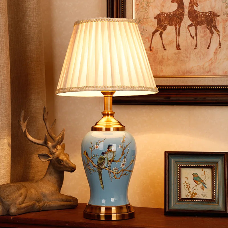 Chinese classic lamp pattern 6 on study room desk warm glow
