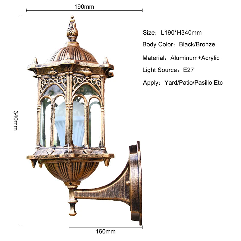 Retro Weatherproof E27 Outdoor Wall Sconce