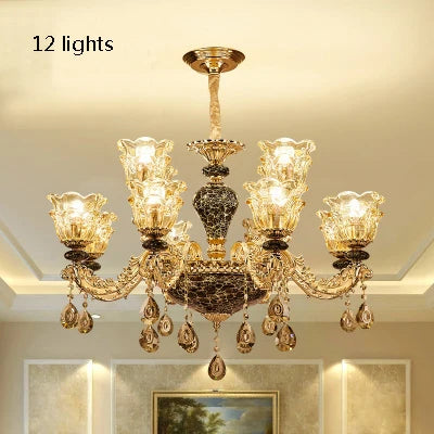 Flush mount French ceramic chandelier with push button switch