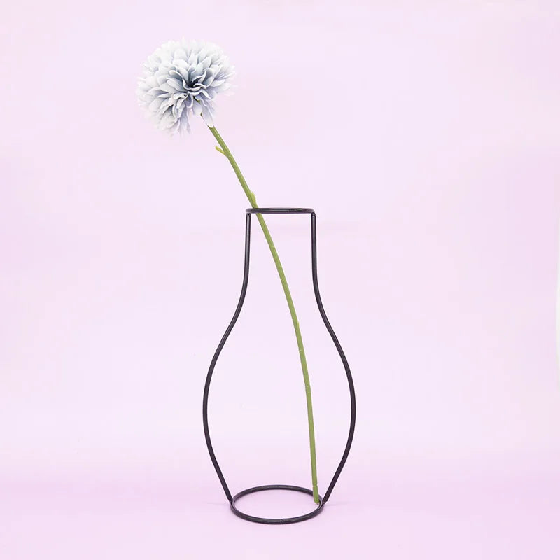 Black Nordic iron line flower vase metal plant holder décor