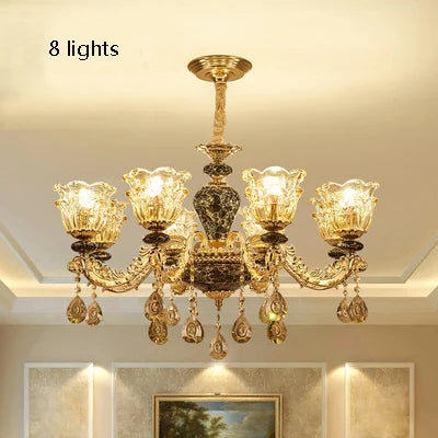 Twelve light French ceramic crystal chandelier on zinc alloy