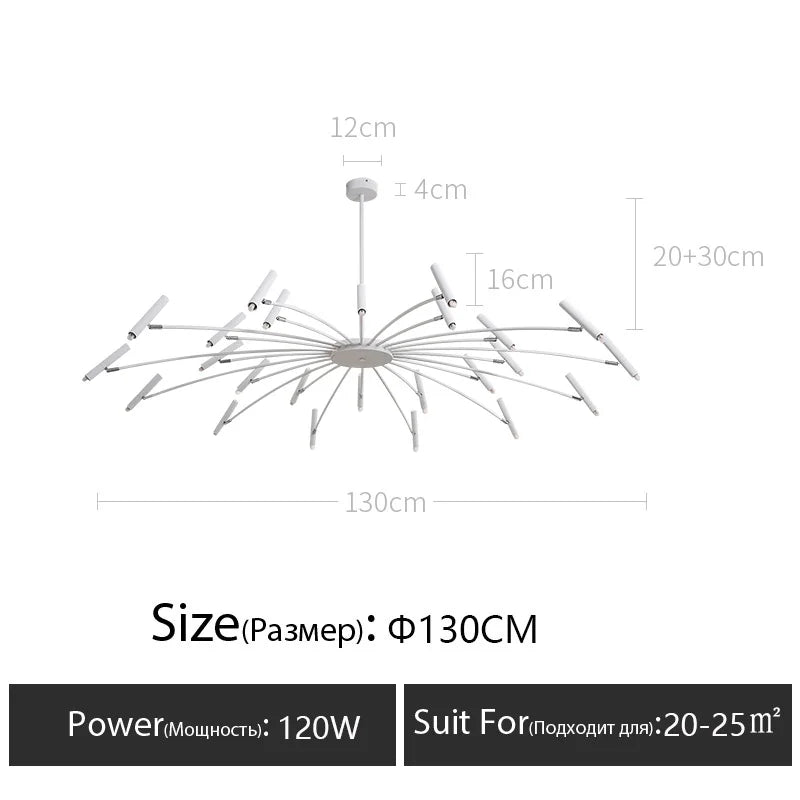 Eighteen head rod chandelier in matte black with assembly required