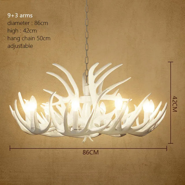Six light antler chandelier in wood tone, assembly required on site