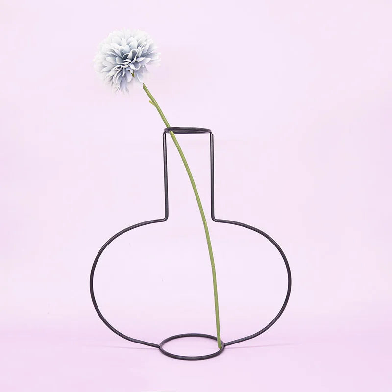 Black Nordic Iron Line Flower Vase Metal Holder | Aurelia