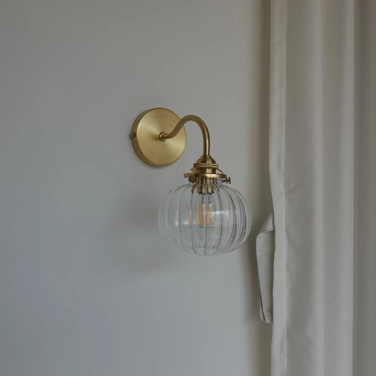 Glass Ball LED Plug-In Wall Sconce
