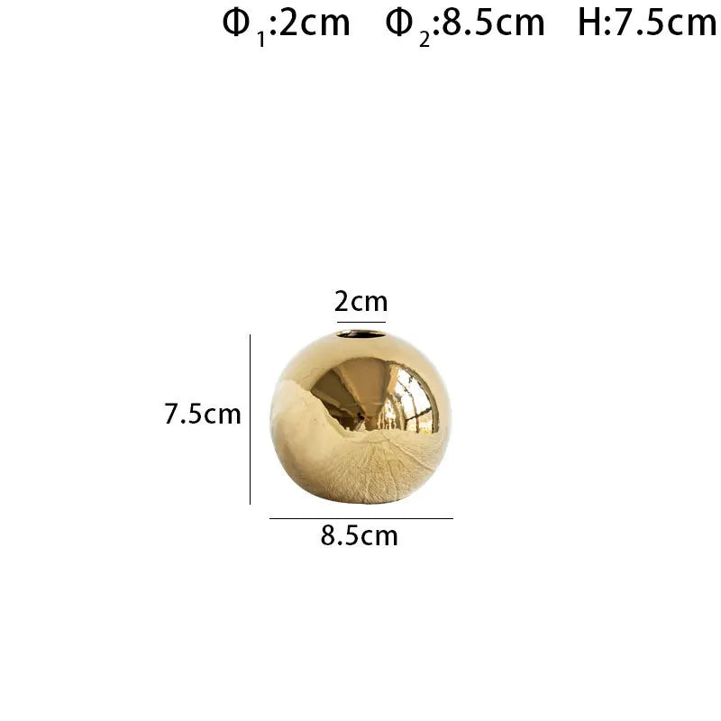 Luxury gold ball ceramic vase as home decoration gift