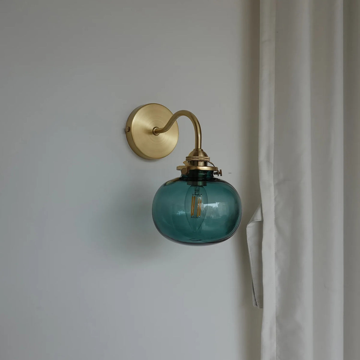 Glass Ball LED Plug-In Wall Sconce