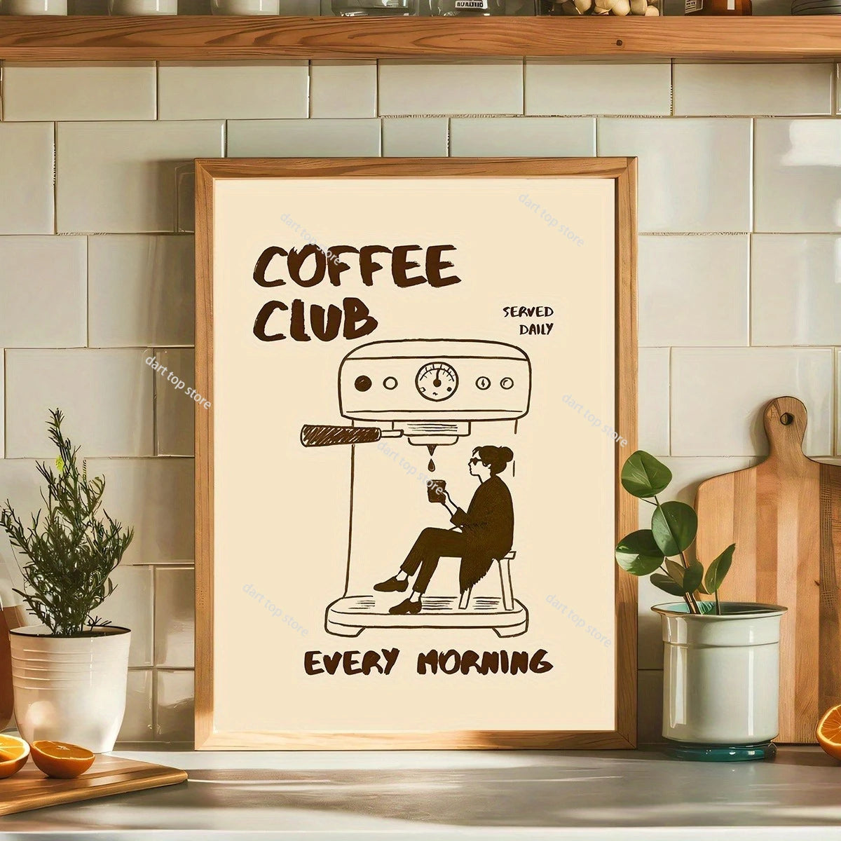 Coffee Lover Cartoon Animal Canvas Wall Art