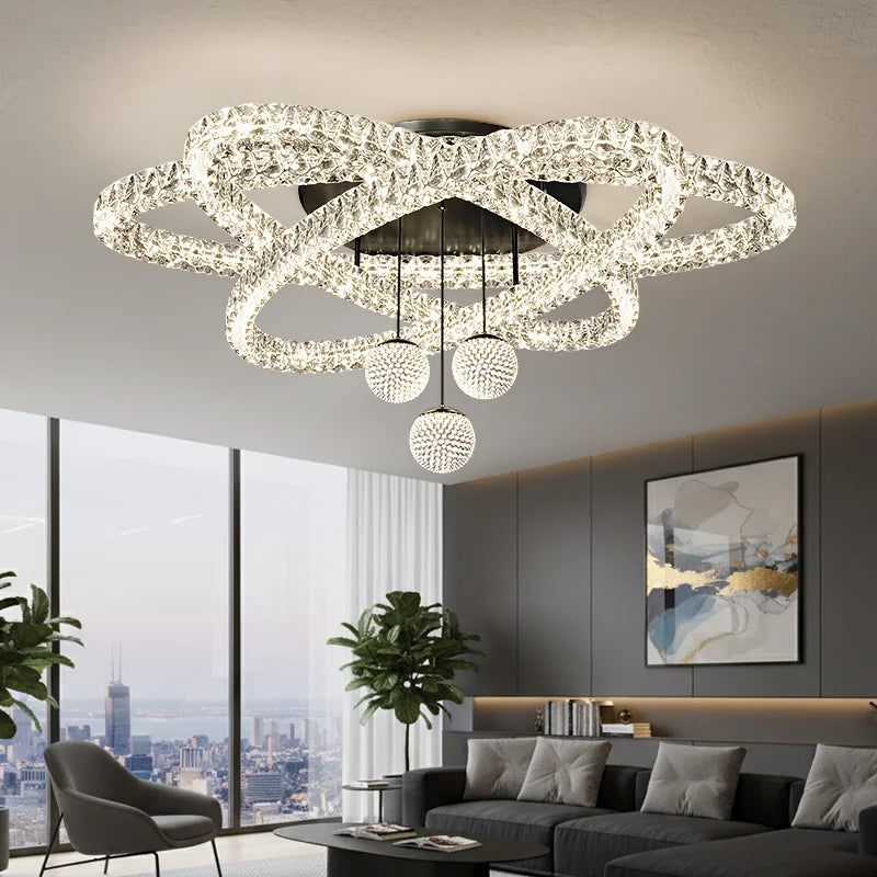Acrylic ceiling chandelier at 35.4 in diameter and 47.2 in height