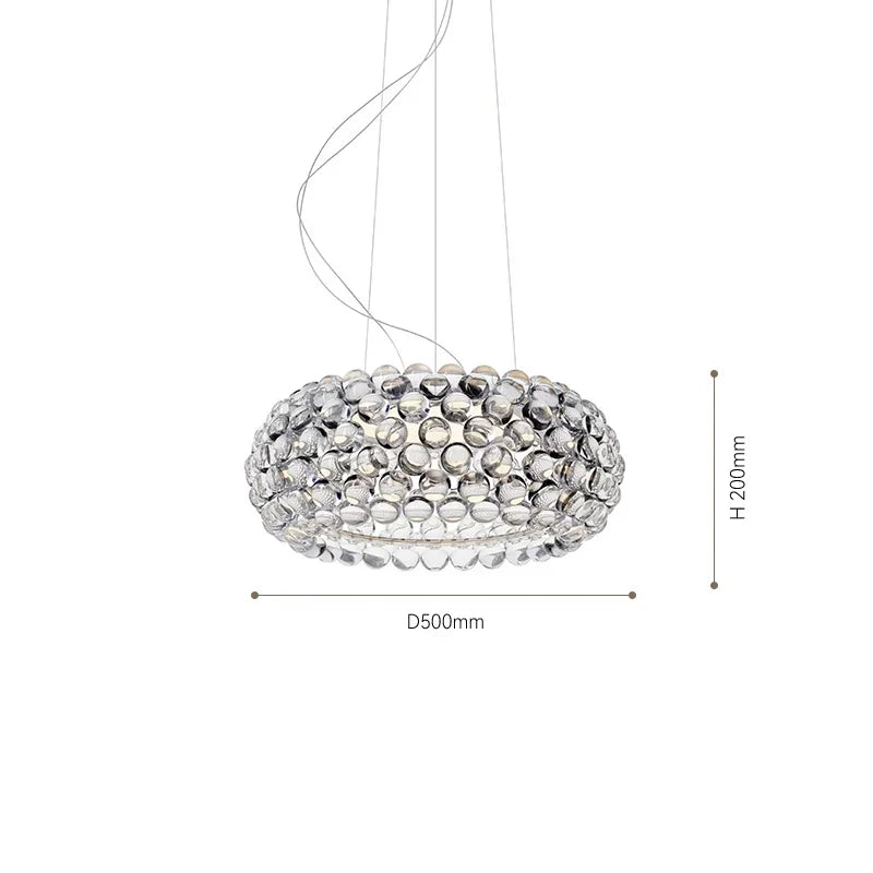 Beaded table lamp version at 19.7 in (50 cm) in polished chrome