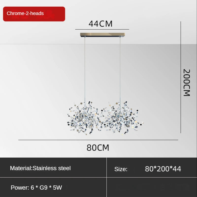 Stainless steel chandelier rated for 90 to 260V with G9 bulbs