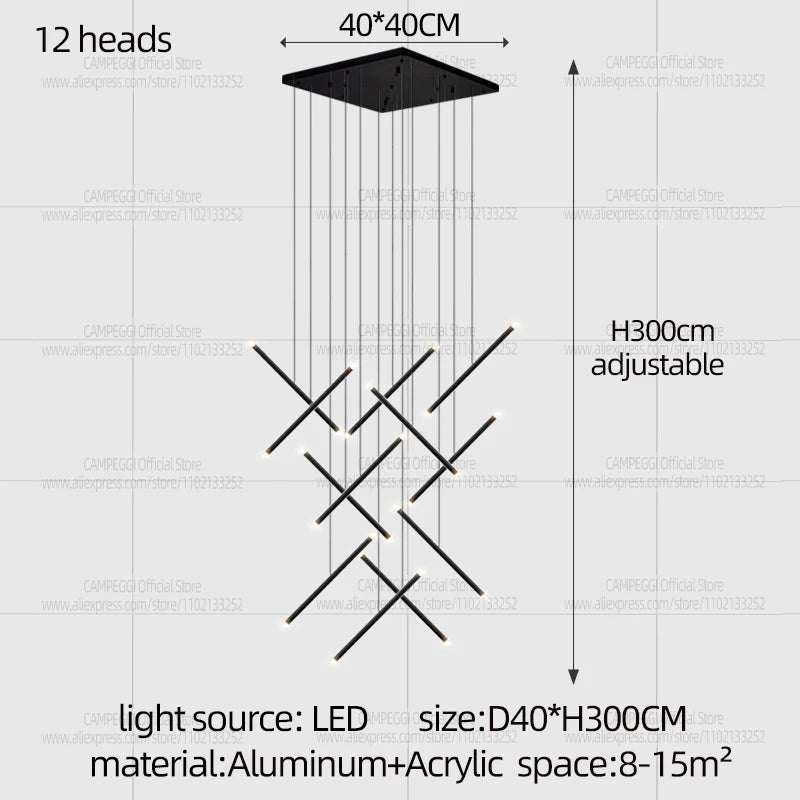Eighteen head chandelier, 19.7 in across, with a 118.1 in drop