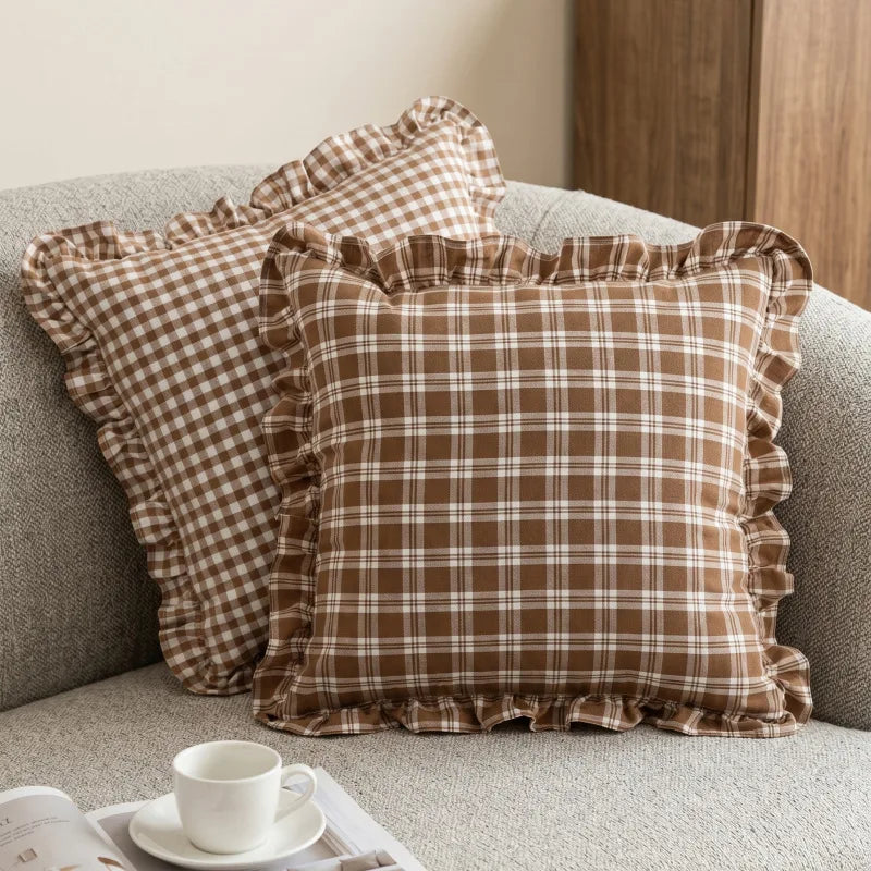 French Ruffle Cotton Pillow Cover — detail