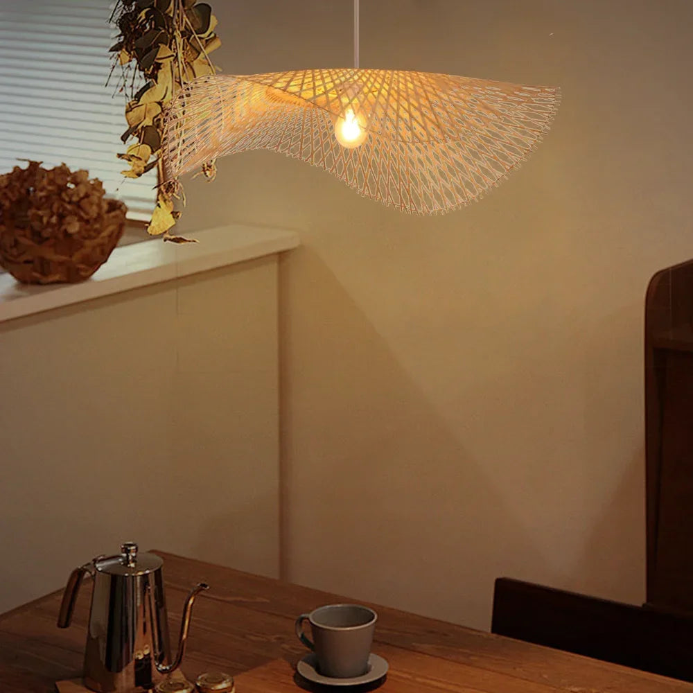 Bamboo Rattan Boho Pendant Light
