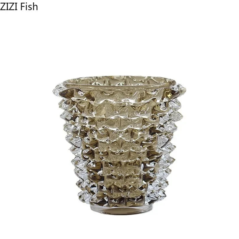 Transparent glass wrinkle vase used for hydroponic display