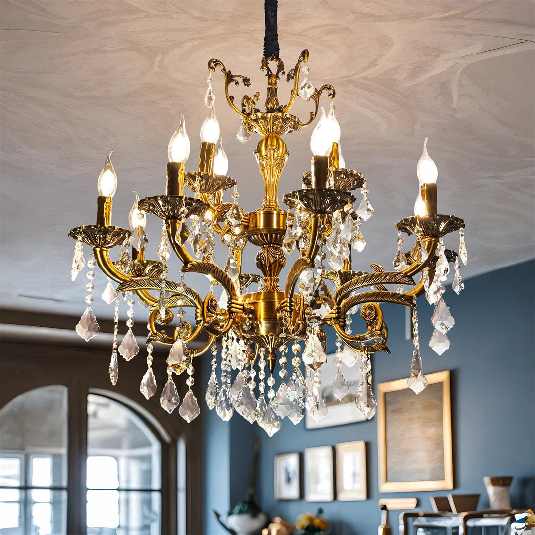 Bronze Crystal Candle Chandelier