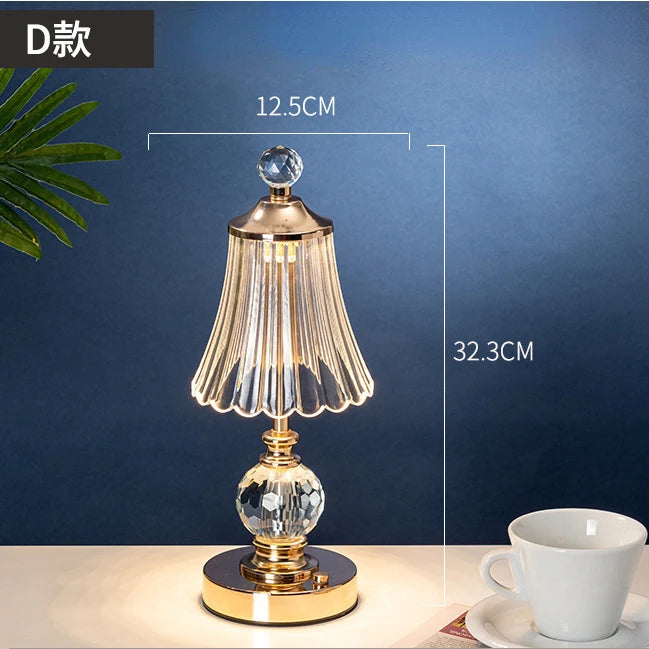 Crystal lamp faceted shade close-up showing vintage diamond form
