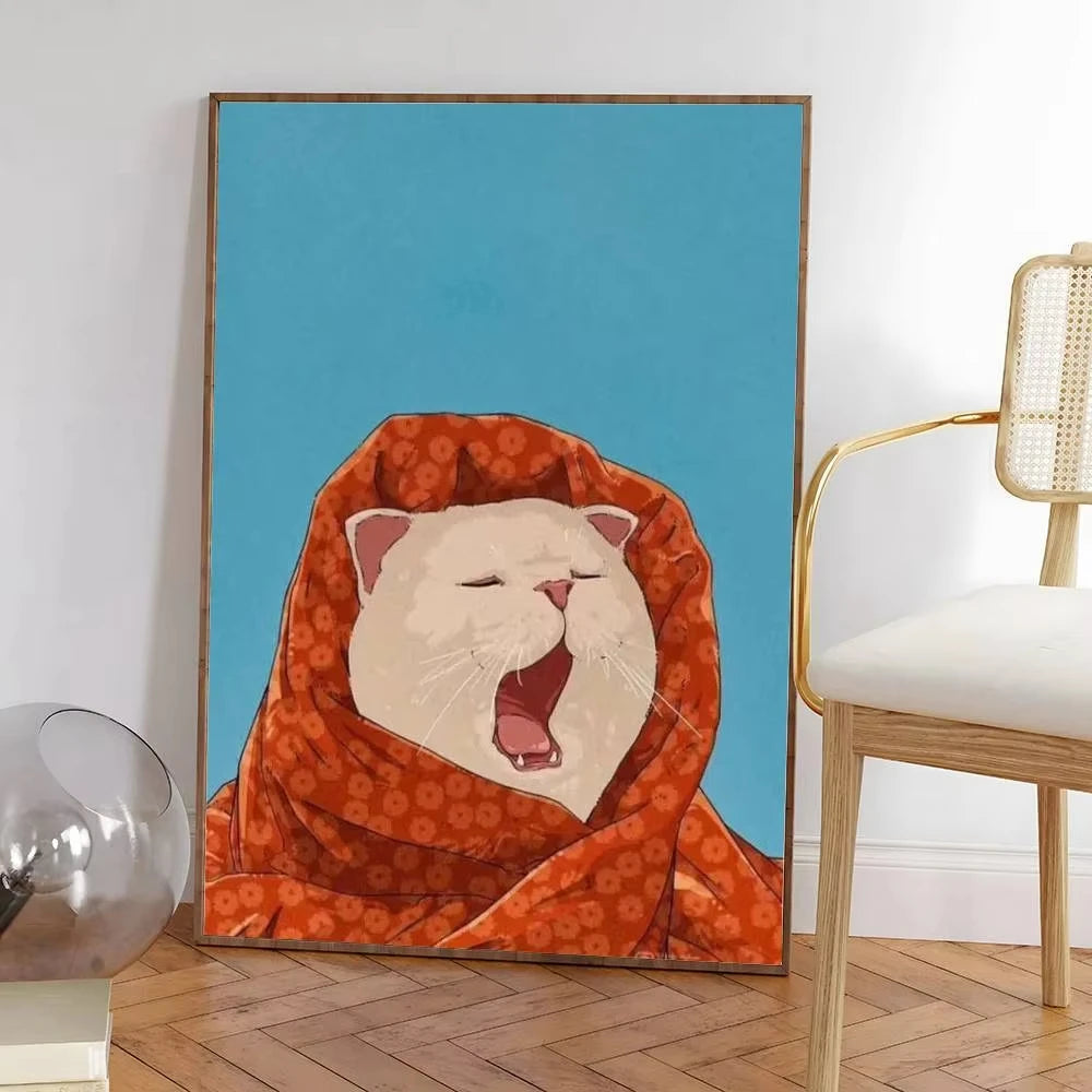 Colorful Cat Interior Canvas Wall Art