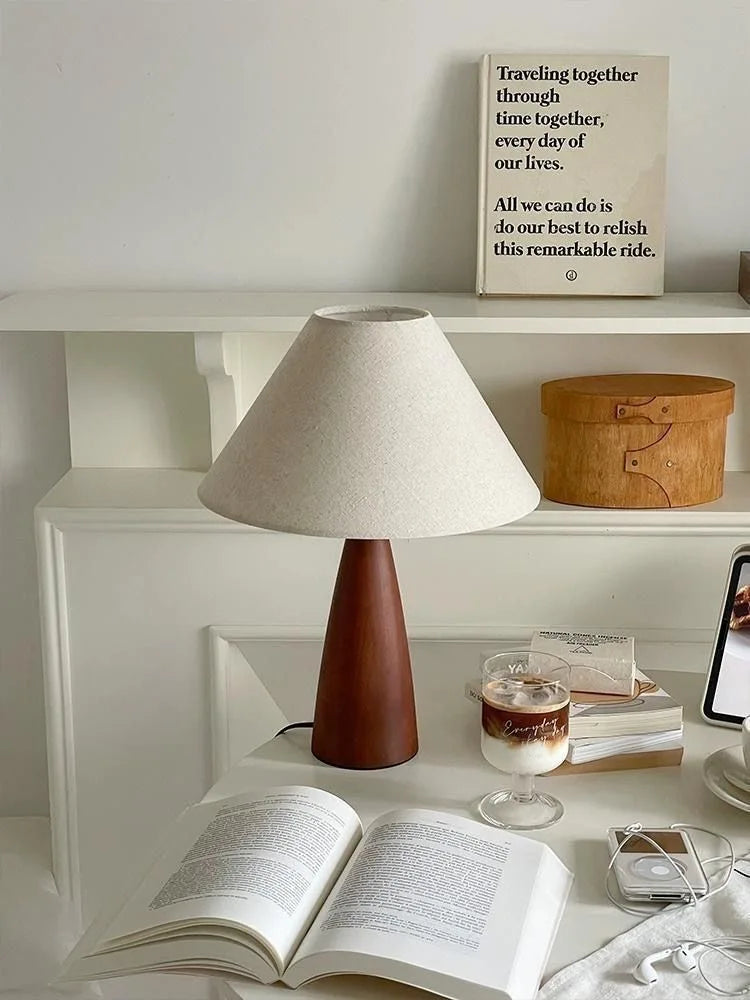 Retro fabric lamp in tea room setting cosy ambient glow