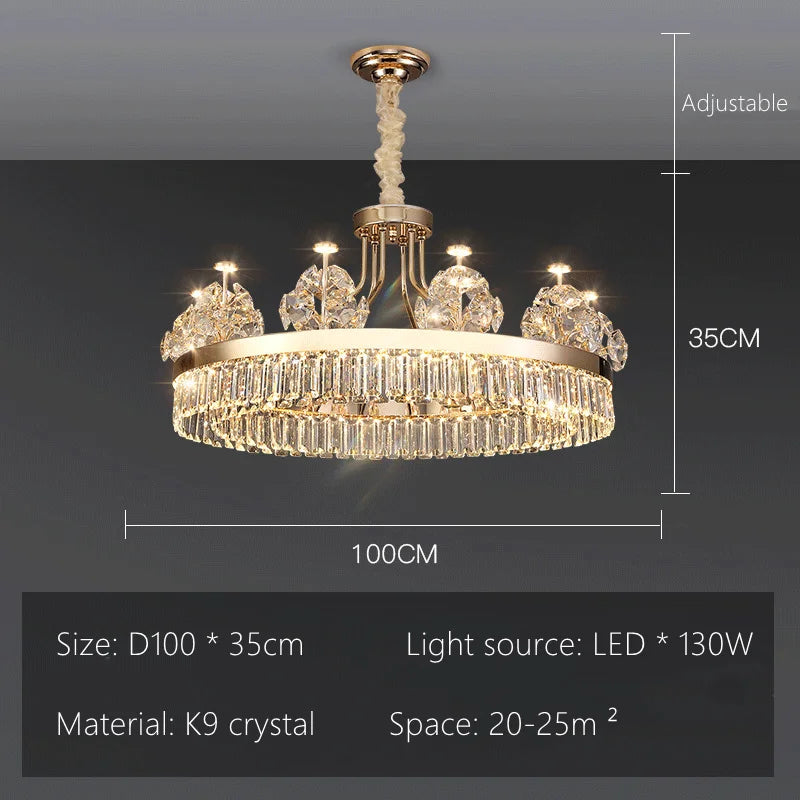 Two tier crystal chandelier combining 31.5 in and 23.6 in bodies