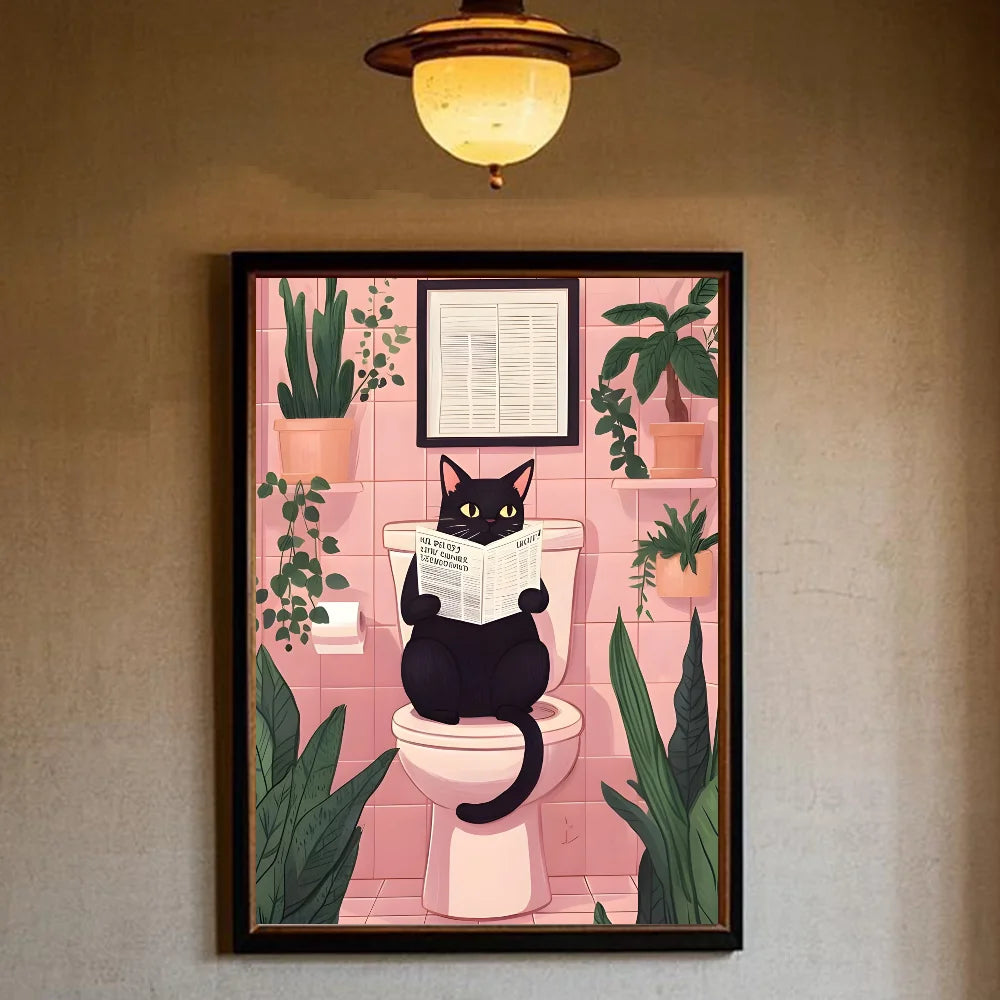 Green Aesthetic Cat Canvas Wall Art