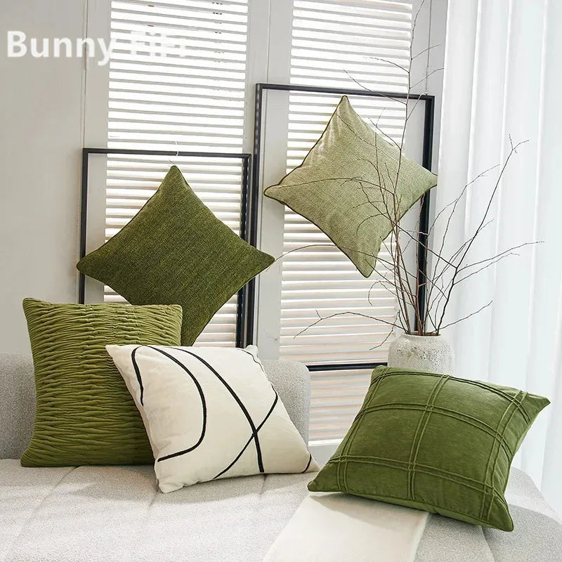 Nordic Green Luxury Pillow Cover — styling detail