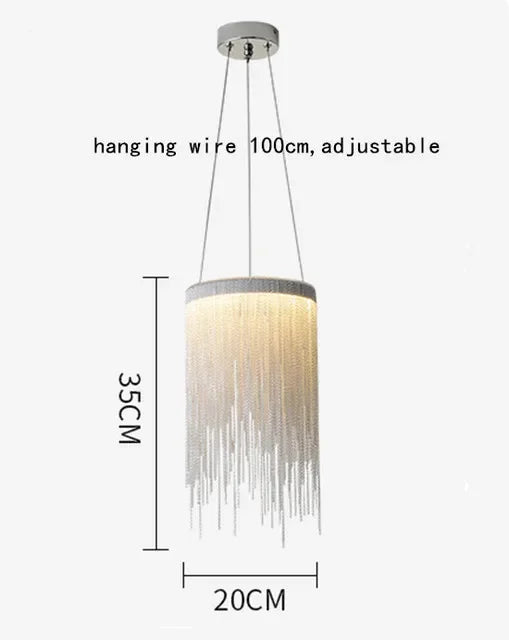 Chain chandelier in rose gold with stepless dimming and knob switch