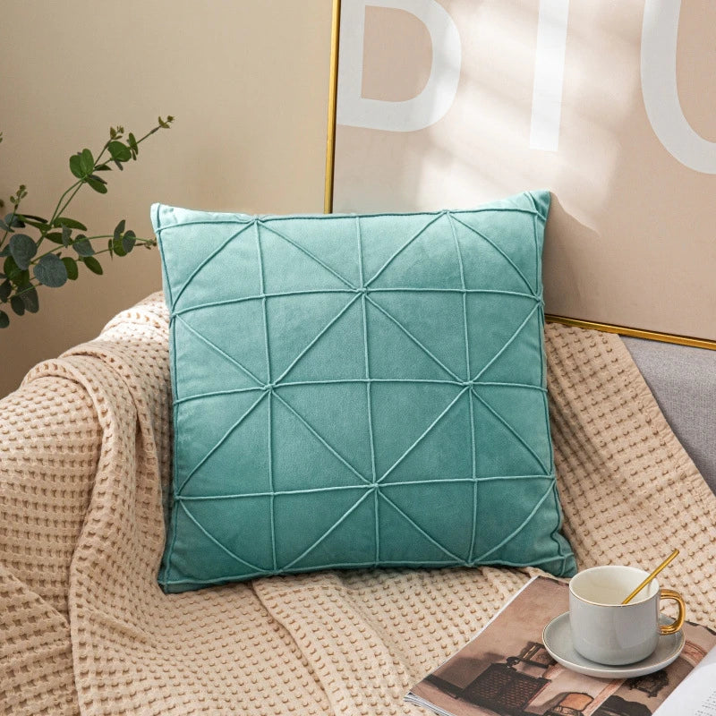 Checkered Velvet Throw Pillow Cover — styling detail