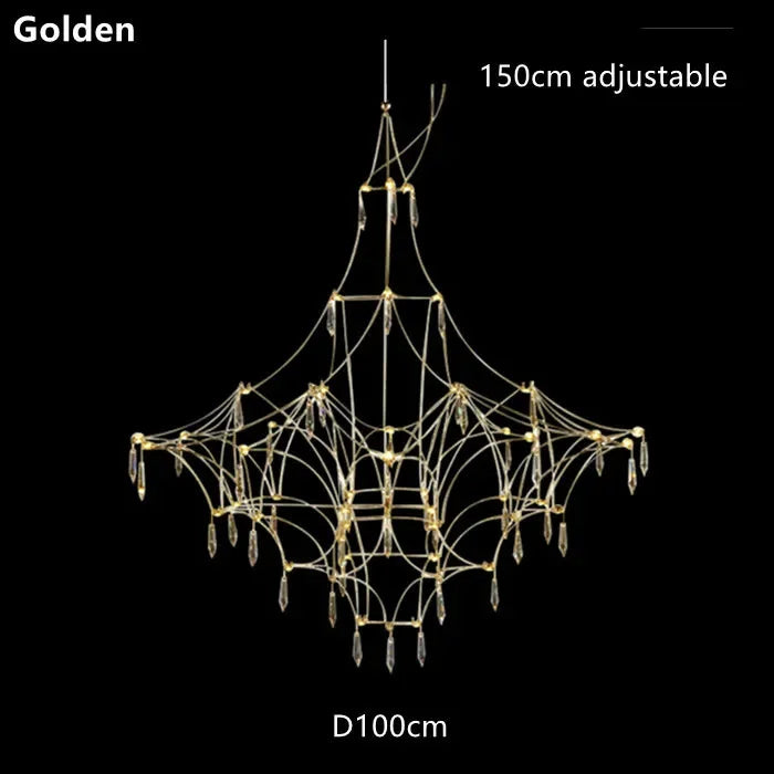 Crystal chandelier facets catching light across a chrome plated body
