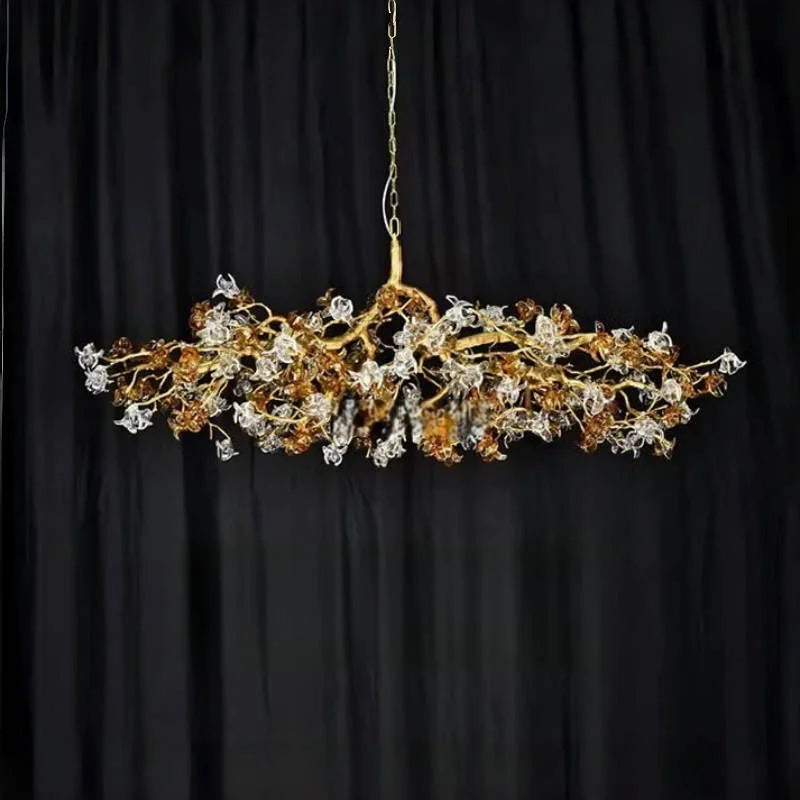 Branching metal arms set with cut crystal flowers, LED included
