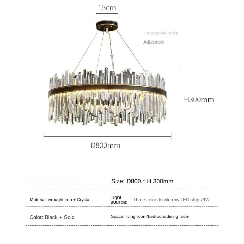 Brightness dimmable circle chandelier wired for 90 to 260V