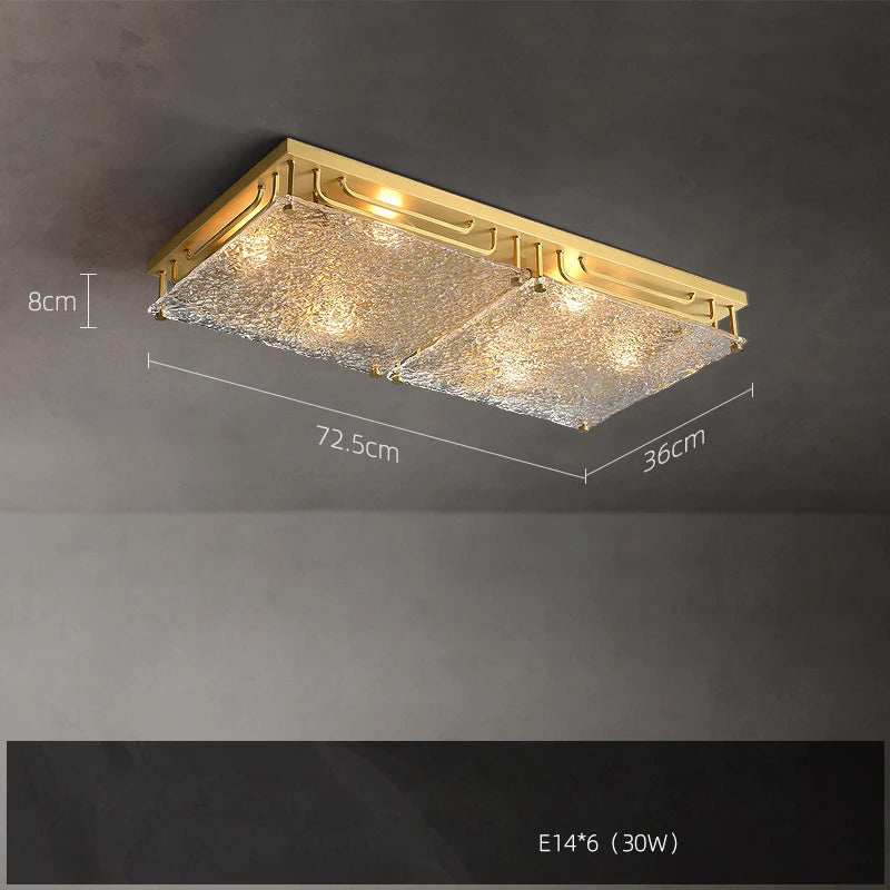 Water ripple chandelier at 35.4 in (90 cm) with clear glass panels