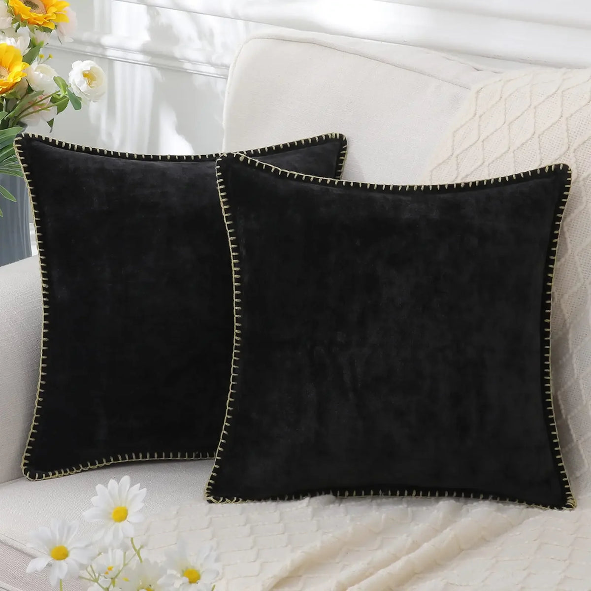 Solid Chenille Throw Pillow Cover — styling detail