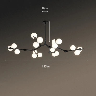 Semi flush mount branch chandelier with up and down glass shades
