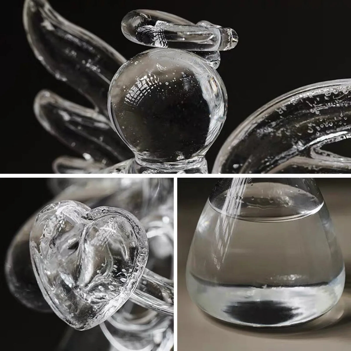 Mini angel glass vase wrapped as gift with ribbon for wedding favor