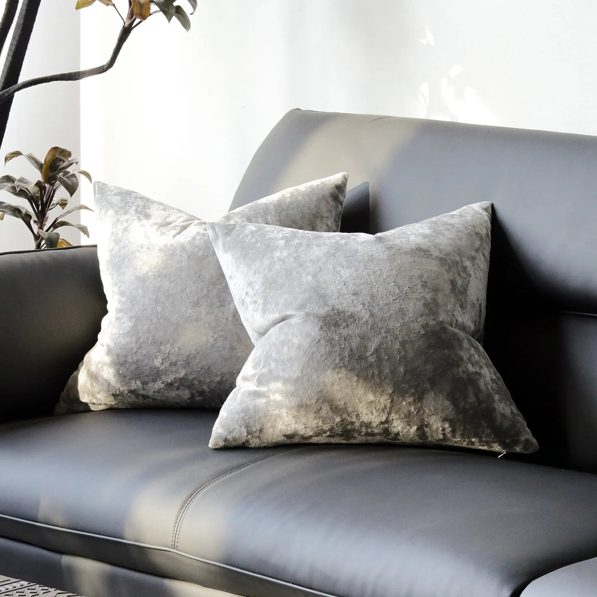 Solid Fabric Throw Pillow Cover — styling detail