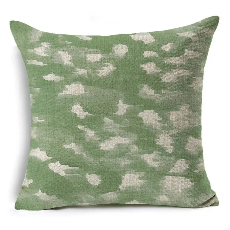 Green Floral Print Pillow Cover — styling detail