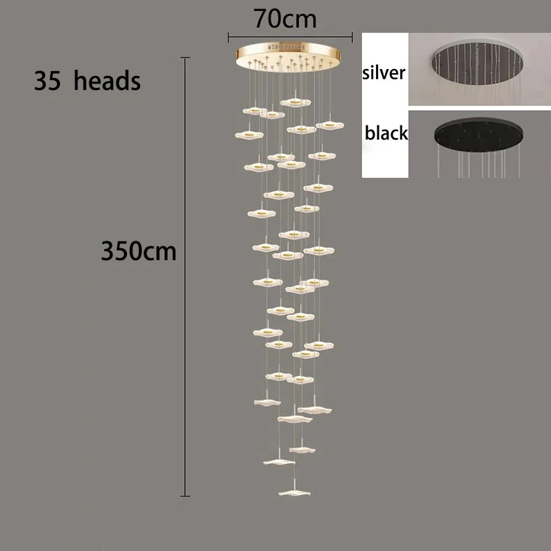 Twenty head staircase cascade chandelier with a 118.1 in (300 cm) drop