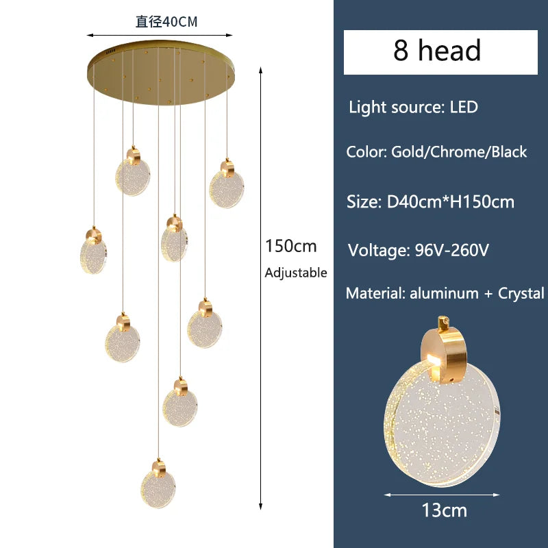 Eight head crystal chandelier for a study or a hotel room