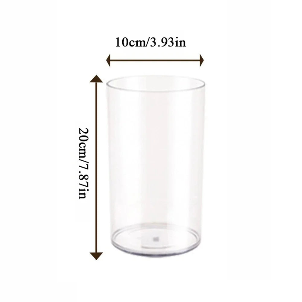 Tall unbreakable acrylic cylinder vase on banquet table floral display