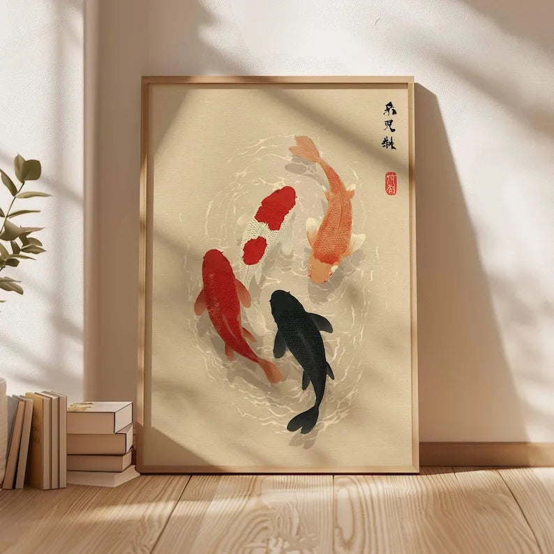 Japanese koi fish minimalist canvas wall art — primary product view