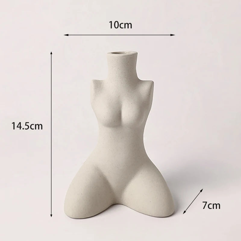 Human body sculpture ceramic art vase white primitive embryo form
