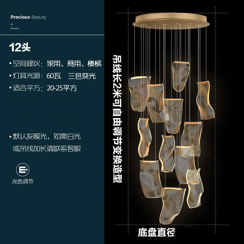 Flush mounted streamer chandelier with E26 LED bulbs included