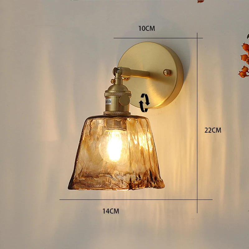 Japanese Brass Glass Wall Sconce