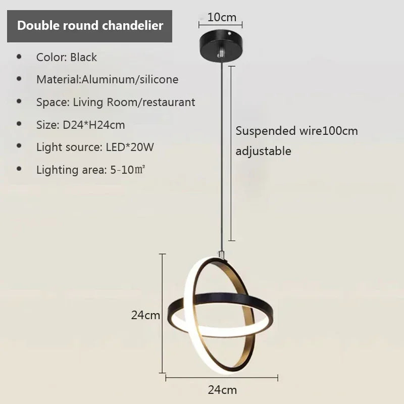 Nordic style aluminium chandelier with cord pendant and no assembly needed