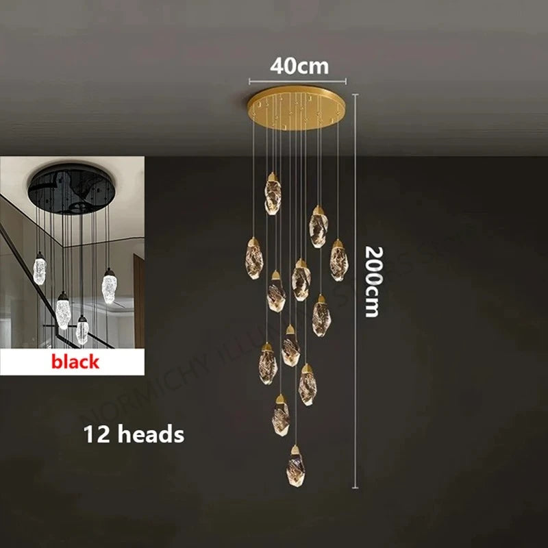 Twenty head crystal chandelier, 15.7 in chassis, 110.2 in drop