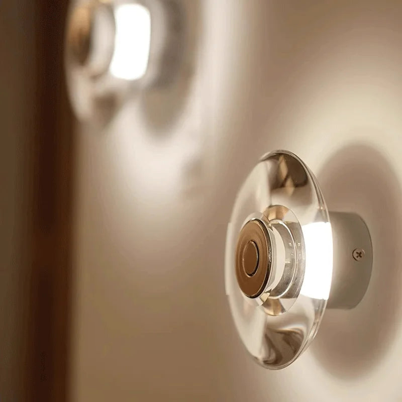 crystal wall sconce, installed in a room interior setting