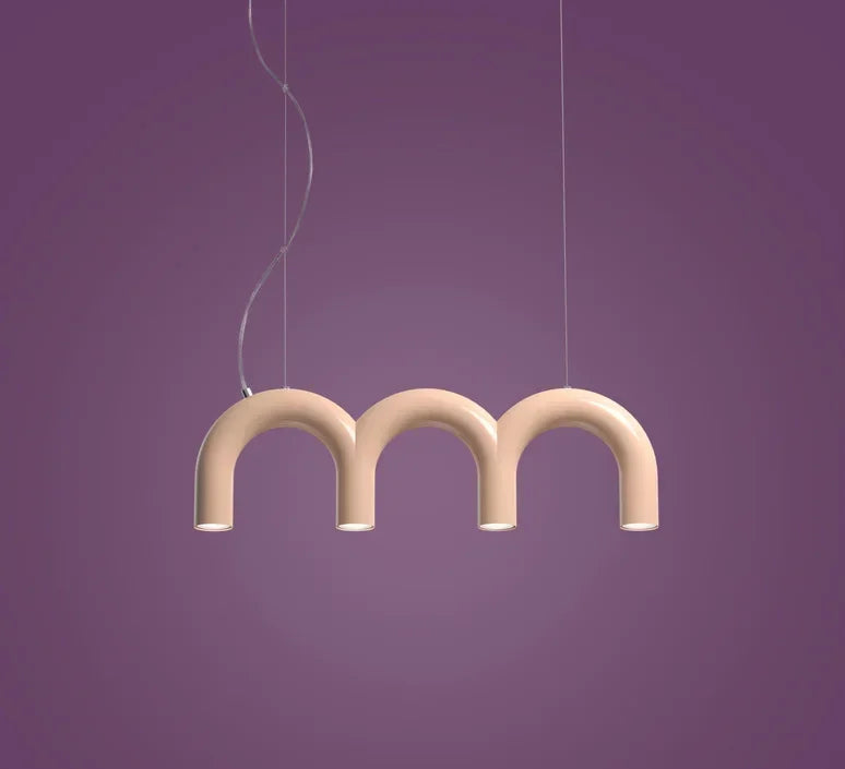 Pink and orange tube chandelier in the 60 centimetre circle form