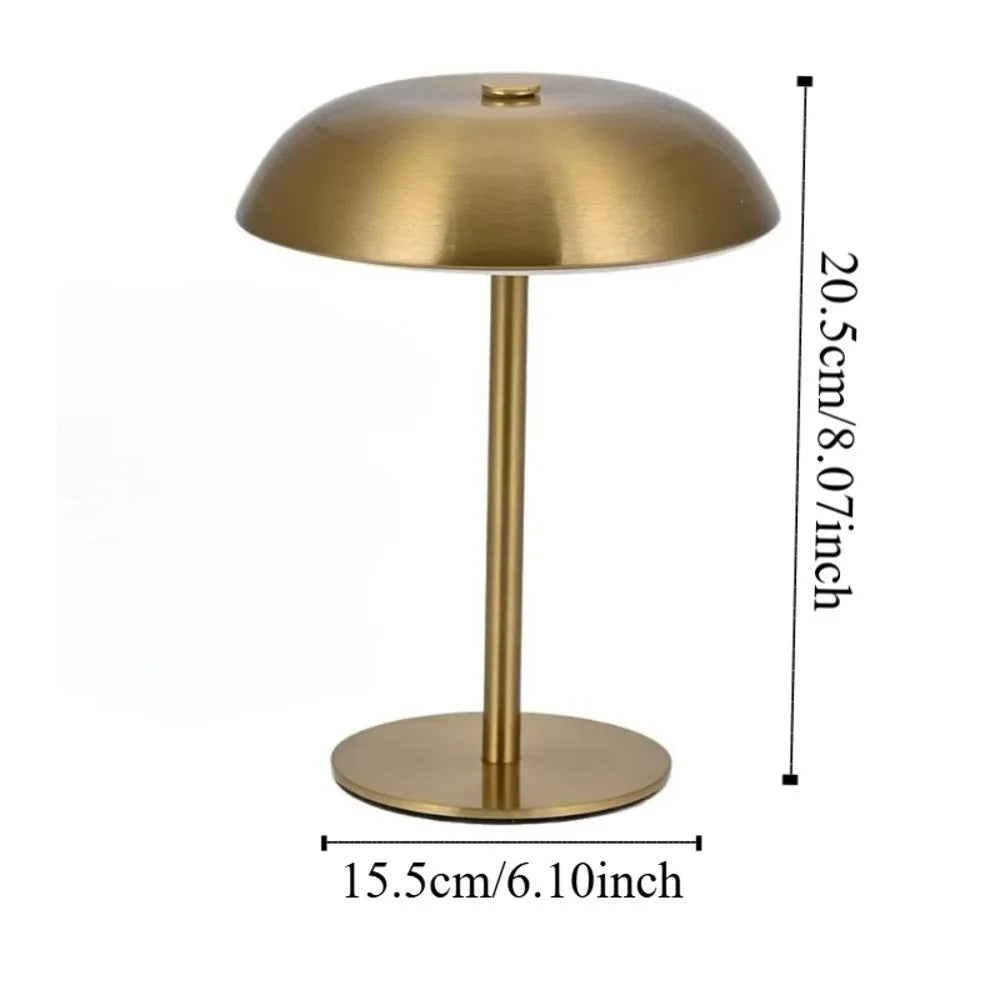 White mushroom nightlight touch control on study desk soft glow