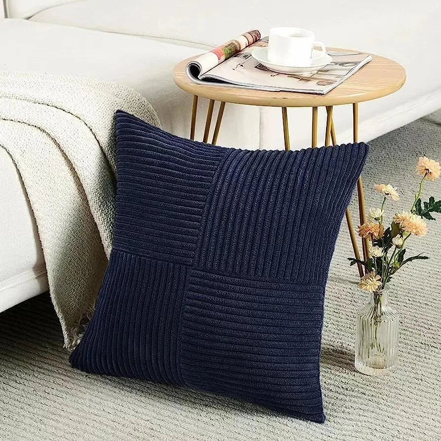 Boho Patchwork Corduroy Pillow Cover — styling detail